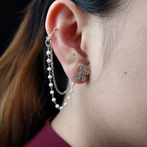 Crystal Butterfly Cuff Clip Earrings 2